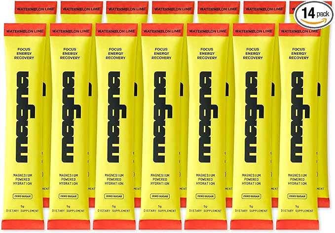 MAGNA Electrolyte Powder Drink Mix for Hydration, Energy & Focus Support with Magnesium L Threonate, Sodium, Potassium, Vitamin D, B6 & B12, Sugar Free, Watermelon Lime Flavor, 14 Servings