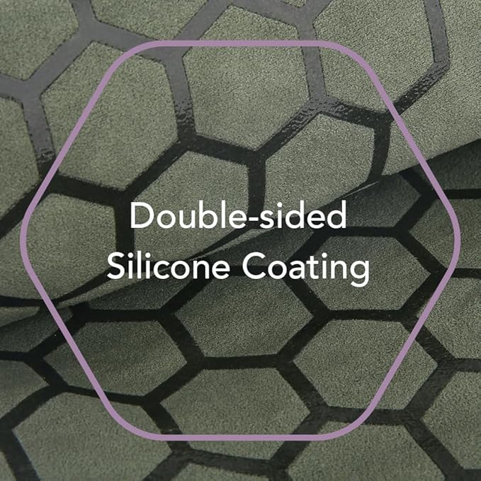 Clever Yoga Hot Yoga Mat Towel – Non-Slip Grip for Hot Yoga, Sweat Absorbent, Honeycomb Silicone Grip, Stays Flat – Ideal for Pilates, Travel, Washable & Lightweight - Olive