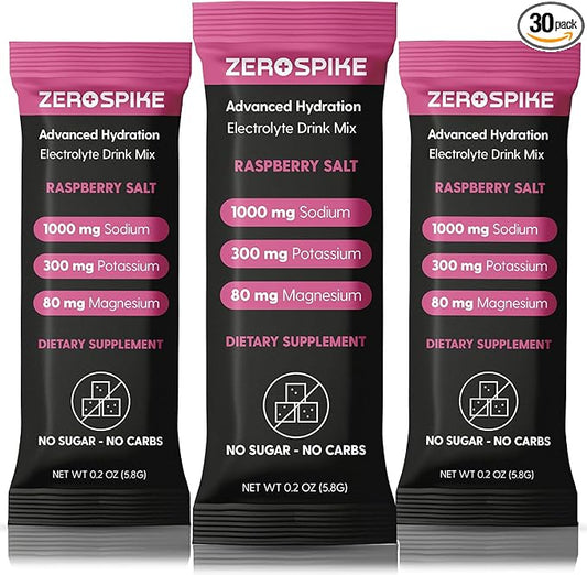 No Sugar Electrolytes Powder Packets | Keto & Fasting Salts Drink Mix | Supplements: The Key Hydration Nutrients Missing from Purified Water | Clean, Raspberry, Calorie Free | 30 Sticks