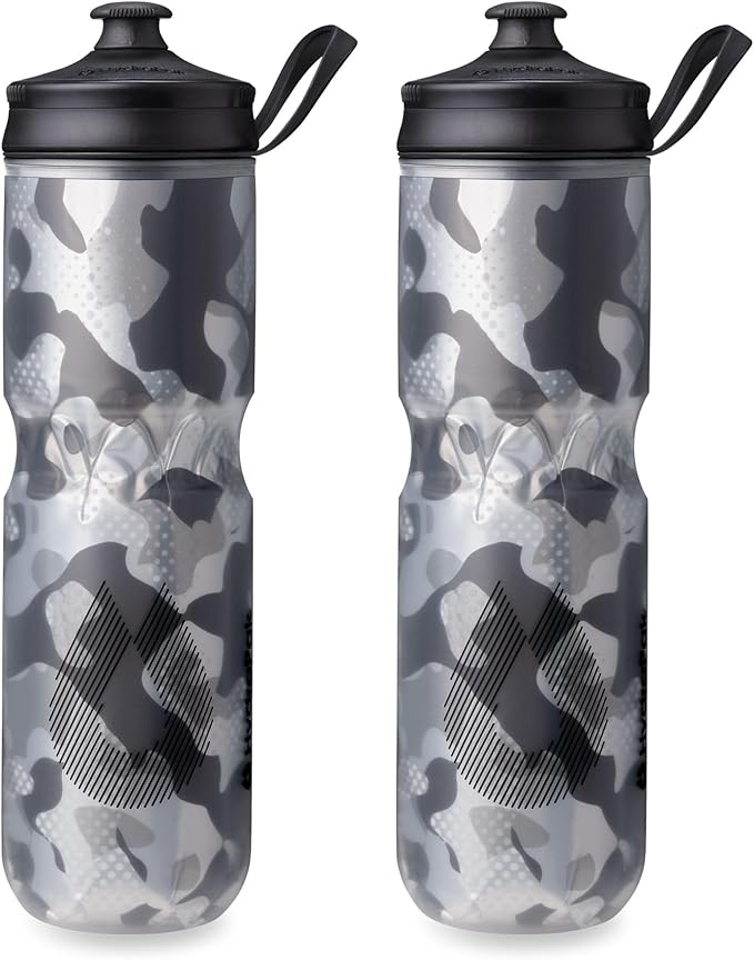 HydraPak | Polar Bottle - Polar Sport Insulated Water Bottle 2-Pack - BPA-Free, Sport & Bike Squeeze Bottle with Handle (Contender Black, 700ml / 24oz)