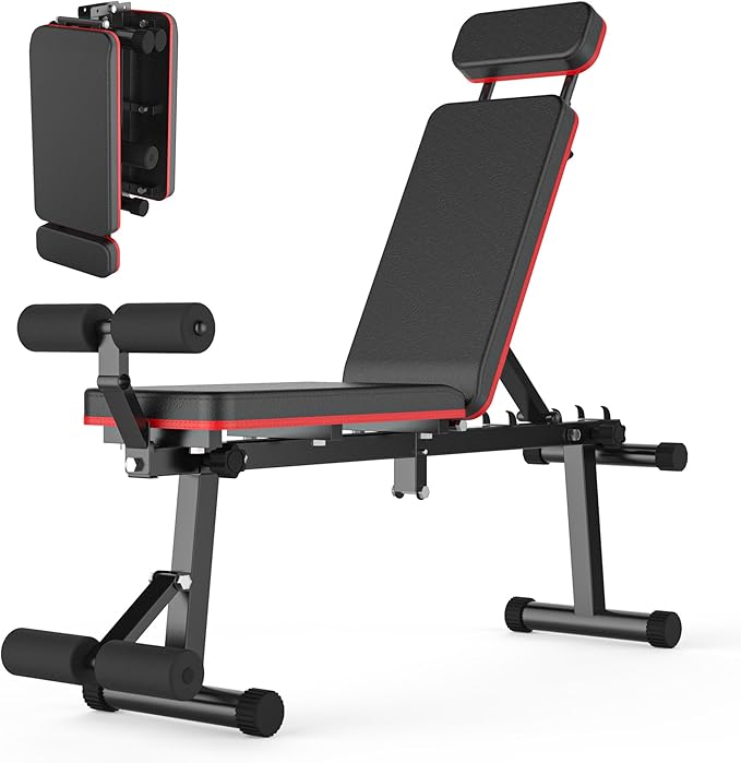 Adjustable Weight Bench, Foldable, Incline/Decline/Flat, Full Body Workout, Extended Head Design, 660 lbs/300 kgs Capacity