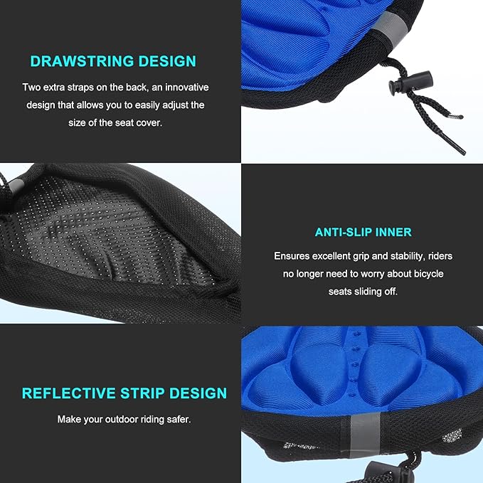 HARFINGTON Bike Seat Cover Bicycle Saddle Cushion with Drawstring Large Comfortable Gel Padded Oversized Paddle for Men Women
