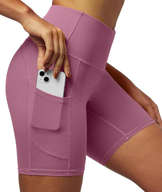 IUGA Biker Shorts Women 6" Tummy Control Workout Shorts Women with Pockets High Waisted Yoga Running Gym Spandex Compression