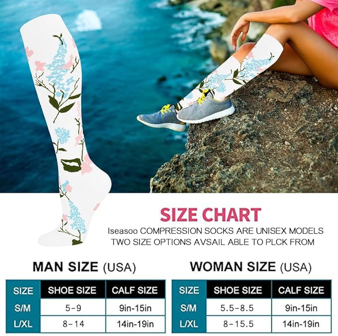 Iseasoo Copper Compression Socks (15-20 mmHg) for Men & Women - Running, Hiking, Cycling, Travel - Improves Circulation