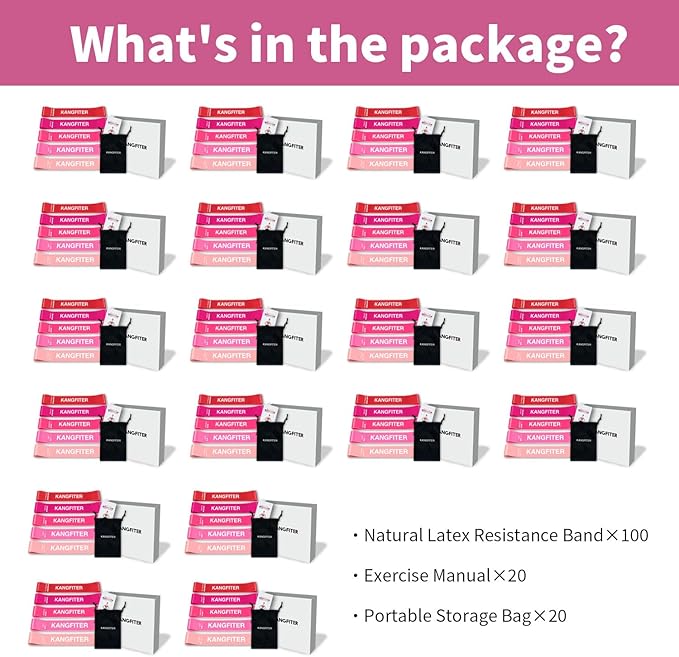 100 PCS Bulk Resistance Bands, Loop Exercise Bands Set for Gym Members Sports Class Students Gift, 5 Pieces Each Set with Storage Bag, Fitness Bands for Outdoor Home Gym Yoga Pilates