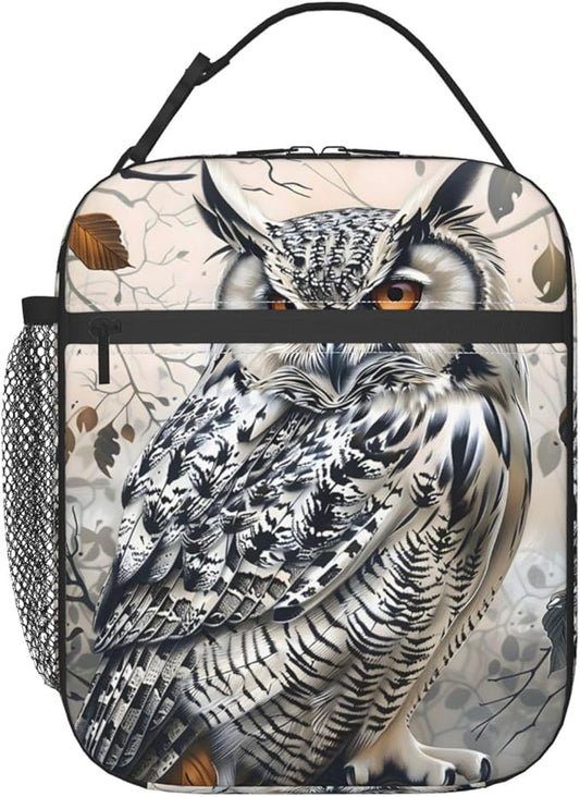 Cute Owl Lunch Box for Women Adults Kids, Insulated Cooler Lunch Bag for Picnic, School, Office, Travel, Work, Portable Reusable Polyester Tote Thermal Lunch Bags (Majestic Owl)