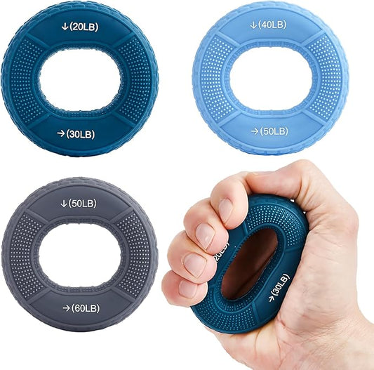 Hand Grip Strengthener, Grip Strength Trainer, Fingers Exerciser - Silicone Rings for Muscle Training Sports Rock Climbing Finger Rehabilitation Training,Hand & Wrist Muscles Trainer Stress Relief,5 Resistance Levels