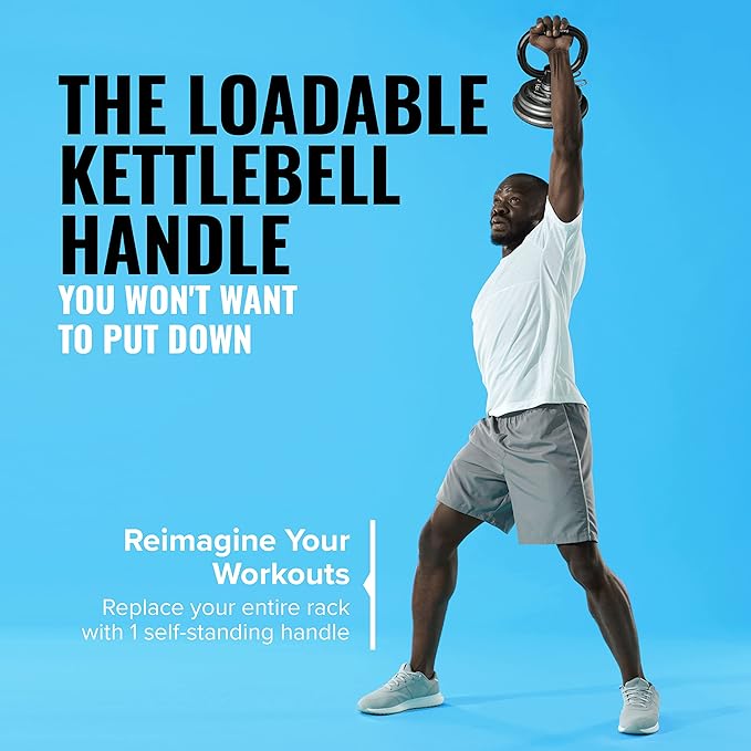 NewMe Fitness Adjustable Kettlebell Handle for Strength Training Kettlebells for Weight Plates - Home or Gym Workout- Ergonomic Design for a Comfortable, Non-Slip Grip