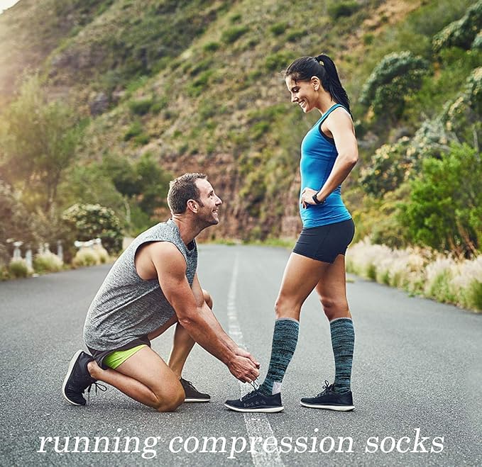 Graduated Compression Socks for Women&Men 20-30mmhg Knee High Socks Travel Hiking Running Stocking