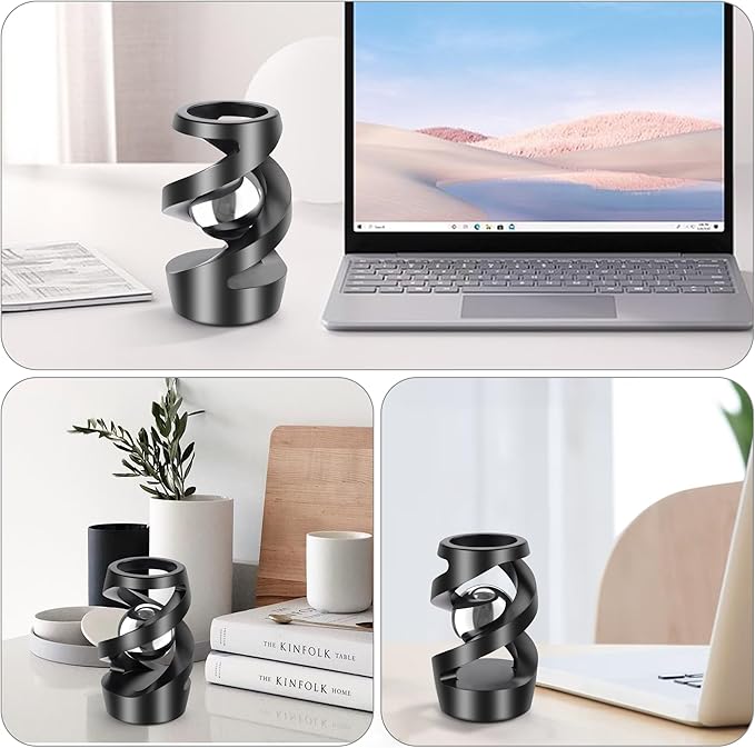 Upgraded Fidget Toys Adult, Kinetic Spinning Desk Toys, Kinetic Optical Illusion Toys, Kinetic Desktop Fidget Spinner Toys, Cool Gadget Relieve Stress Anxiety Fidget Toys for Office for Adult(Black)