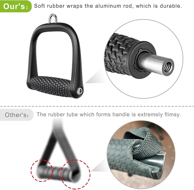 SELEWARE Triceps LAT Pulldown Attachments Home Gym Workout Accessories with Non-Slip Soft Rubber Grip Cable Machine Attachments Triceps Rope Double D Row Handle Pull Down Bar Straight Bar Exercise