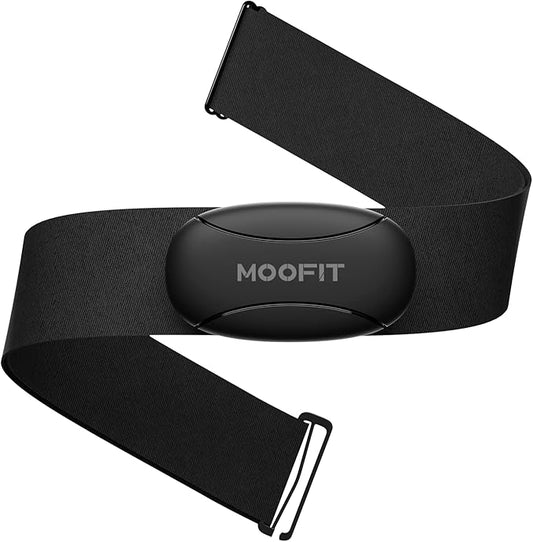 moofit HR8 Heart Rate Monitor Chest Strap, Low Energy Real-Time Heart Rate Data Bluetooth 5.0/ANT+, Longer Communication Range, IP67 Waterproof, Compatible with iOS/Android Apps, Gym Equipment, Black