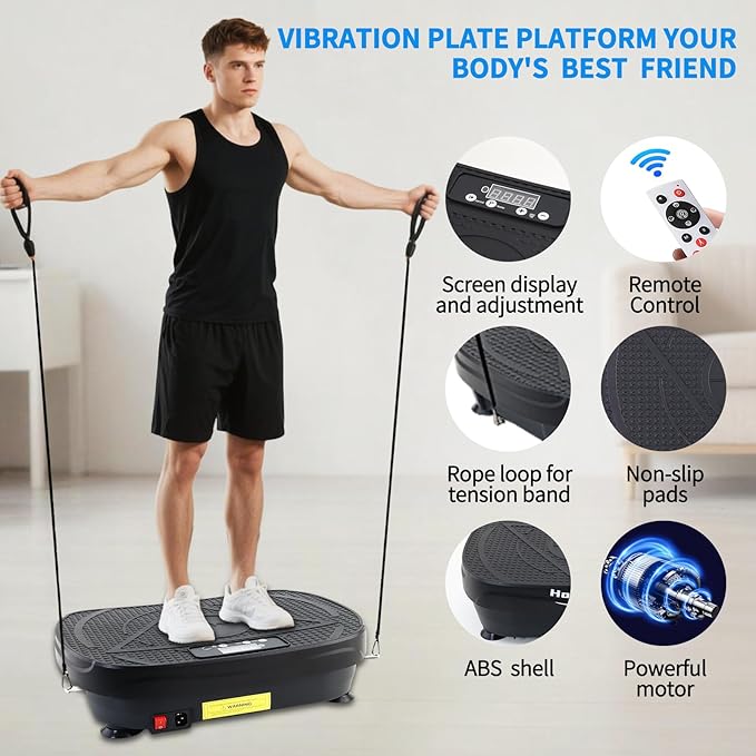 Homesy Vibration Plate Exercise Machine for Whole Body Workout , Weight Loss, and Lymphatic Drainage – Power Vibrate Platform, Shake Plate for Home Fitness and Fat Burning for Women Men