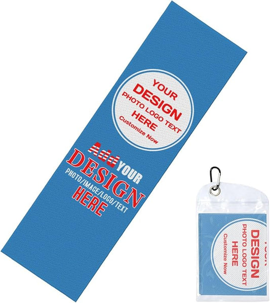 Custom 1-200 Pack Cooling Towel 40"x12", Design Your Team Logo Photo Ice Towel Personalized Soft Breathable Sport Towel Customized Workout Sweat Towel for Yoga Gym Activities (Dark Blue)