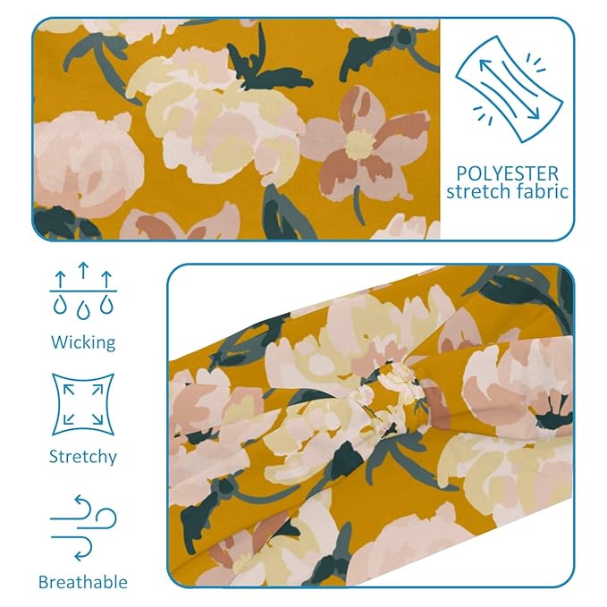 Women's Headband Yoga Workout Exercise Headbands Elastic Hair Band for Women’s Hair, Flower