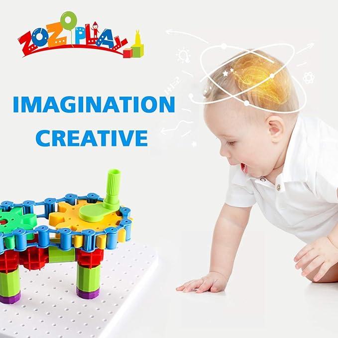 ZOZOPLAY STEM Learning Toy – 170 PCS Creative Engineering Gears & Construction Building Blocks, Kids Gears Toy Educational Set for Boys and Girls Ages 4–8