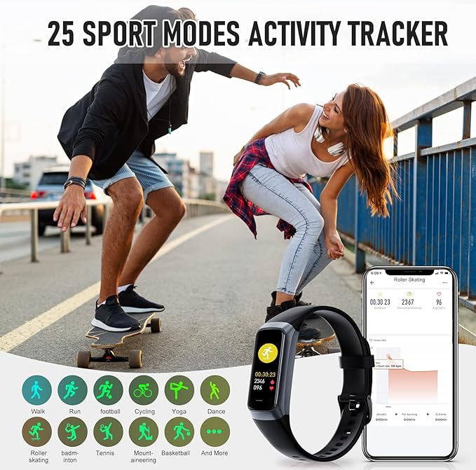 Fitness Tracker, Blood Pressure Watch with 24/7 Heart Rate, Step Counter for Walking, Step Trackers Activity Pedometer for Women Men Android iOS