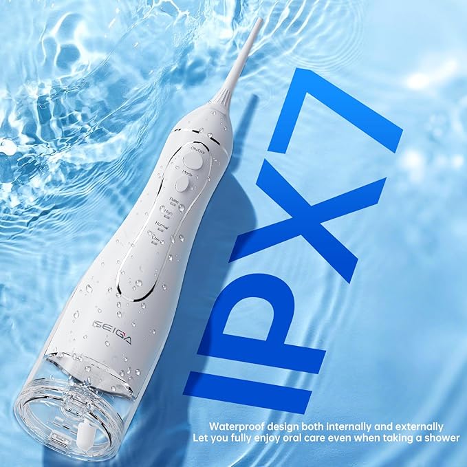 300ML Large Tank Water Dental Flosser for Teeth, Portable Cordless Oral Irrigator with 5 Replaceable Jet Tips, 4 Modes, IPX7 Waterproof Rechargeable Deep Cleaning Picks for Home Travel