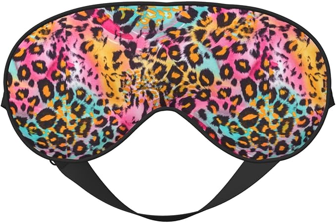 Sleep Eye Mask Pink Blue Leopard Sleep Mask for Women Men Comfortable Eye Mask with Adjustable Strap Soft Eye Cover Blindfold for Travel Yoga Nap Shift Work