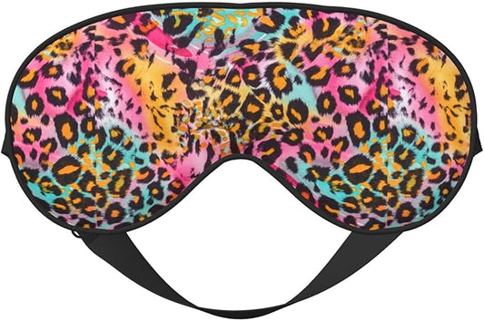 Sleep Eye Mask Pink Blue Leopard Sleep Mask for Women Men Comfortable Eye Mask with Adjustable Strap Soft Eye Cover Blindfold for Travel Yoga Nap Shift Work