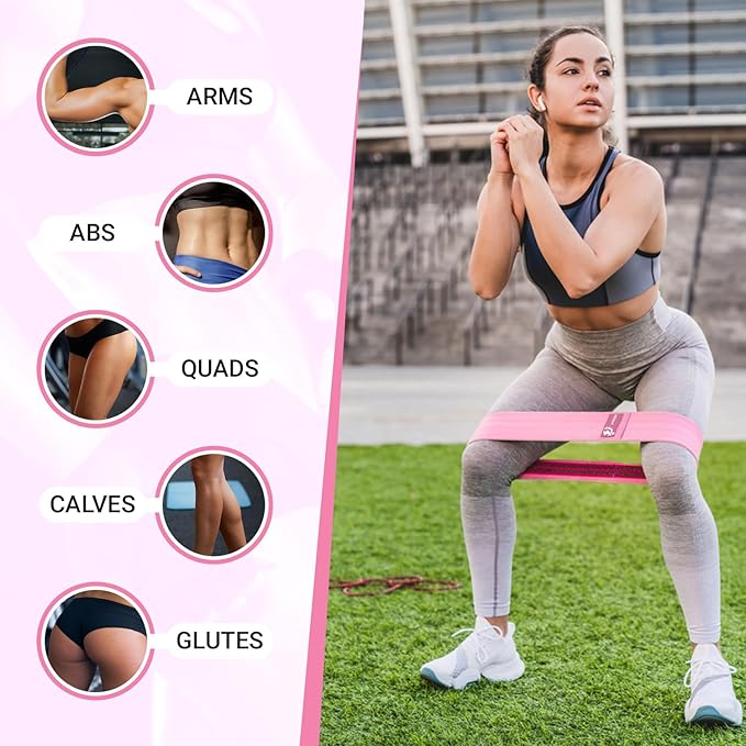 Fabric Resistance Bands for Working Out, 6pcs Band Set, 3pcs Non-Slip Booty Bands 3pcs Loop Exercise Bands for Leg, Glutes, Hip Elastic Bands for Gym, Home Fitness, Pilates, Yoga for Women and Men