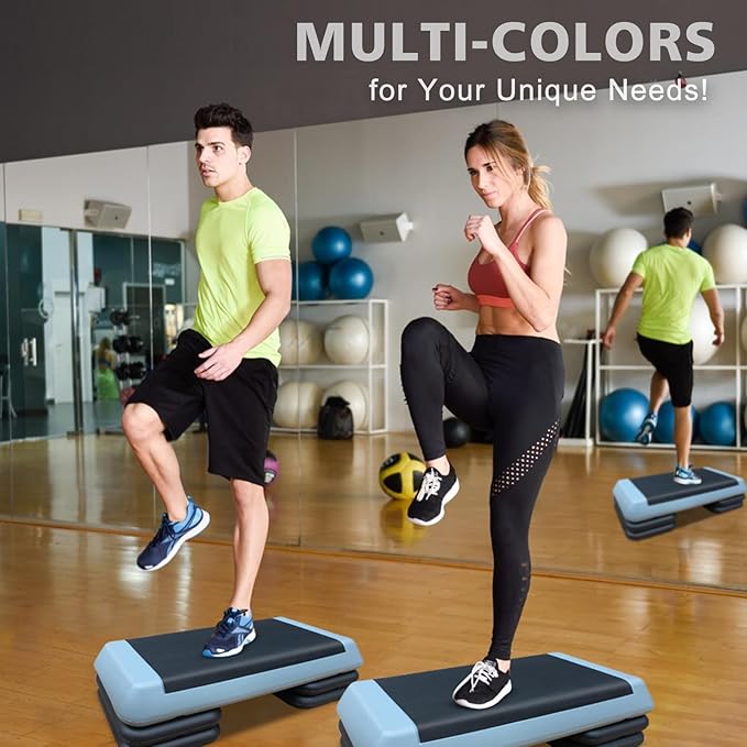 28.5'' Exercise Aerobic Step Platform, 4-6-8inAdjustable Fitness Stepper Workout with 4 Stackable Risers, Aerobics Stepper Workout Stepper for Home Gym Cardio Strength & Training (Red & Gray)