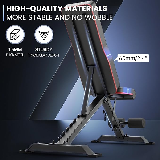 PASYOU Adjustable Weight Bench Full Body Workout Multi-Purpose Foldable Incline Decline Exercise Workout Bench for Home Gym