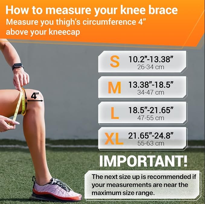 DR. BRACE ELITE Knee Brace with Side Stabilizers & Patella Gel Pads for Maximum Knee Pain Support and fast recovery for men and women-Please Check How To Size Video (X-Large, Mars)