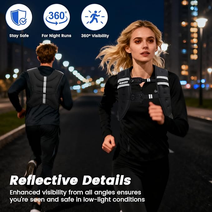 Weighted Vest Woman, 6/8/12/16/20/25/30 LB Womens Weight Vest for Walking, Strength Training Body Plus Weight Vests for Female Men, Reflective Stripe Fitness Vest for Workout Running Jogging