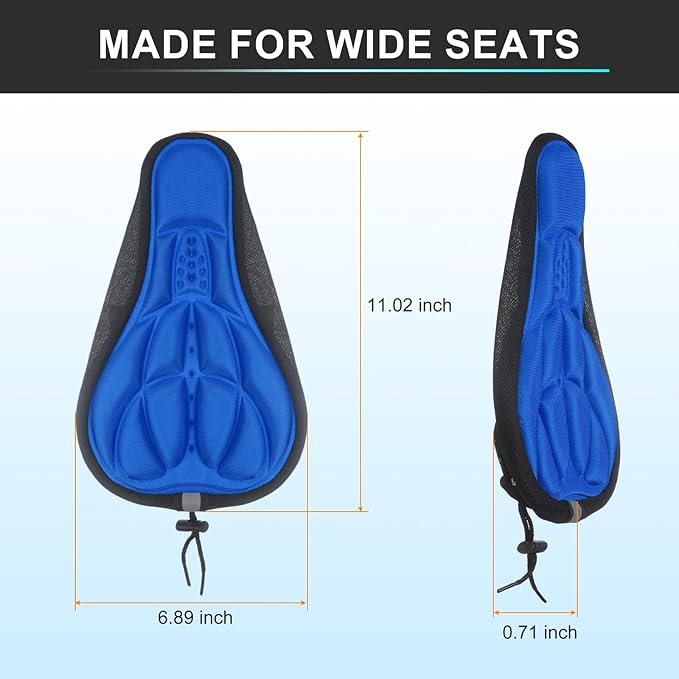 HARFINGTON Bike Seat Cover Bicycle Saddle Cushion with Drawstring Large Comfortable Gel Padded Oversized Paddle for Men Women