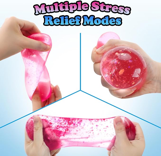Fidget Toys Stress Cube for All Ages: 4 Pack Cube Squishies Anxiety Stress Relief, Ice Squishy Drop Malt Sugar Balls, Soft Sensory Calming Toys for Kids, Teens and Adults Party Favors, 4pcs
