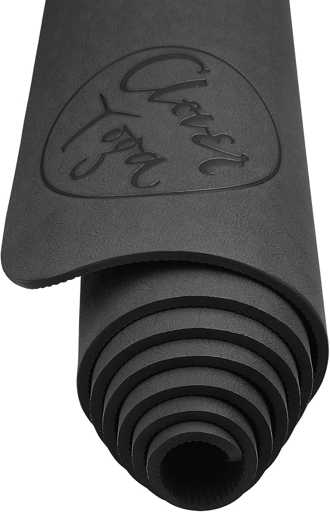 Clever Yoga Better Grip Thick Yoga Mat - Beginner Exercise Yoga Mat with Non-Slip Surface for Home Gym, Earth-Friendly & Recyclable Pilates and Workout Pad Women & Men, 1/4 Inch Thick