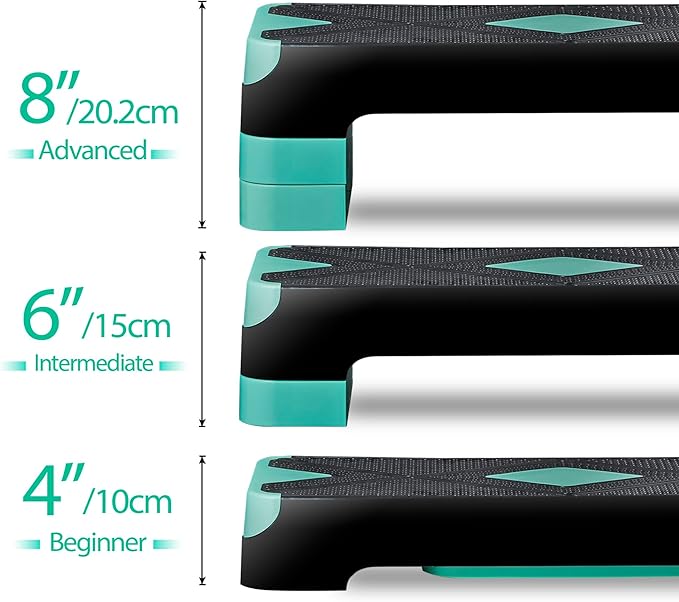 ZENY 26.5" Aerobic Step Platform, Adjustable Exercise Workout Stepper with Stackable Risers, Step Up Steppers for Exercise at Home, Fitness Equipment for Home Gym