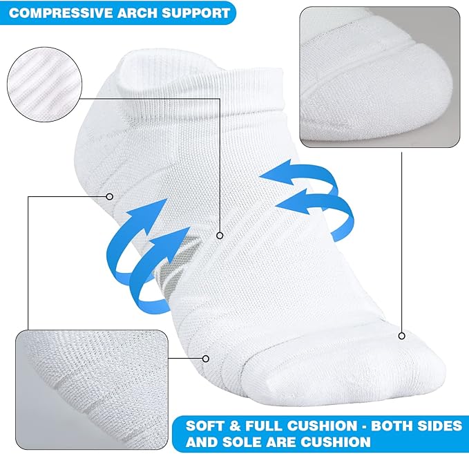 Hylaea No Show Running Athletic Anti-Blister Wicking Coolmax Socks, Seamless Anti-odor