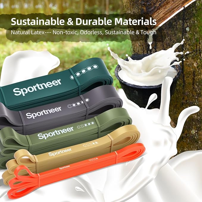 Sportneer Resistance Bands for Working Out: Pull Up Bands 5-130lb 5 Levels Exercise Bands Workout Bands Set with Handles & Door Anchor Pull Up Assist Bands for Men Women Resistance Training