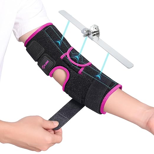 Cubital Tunnel Syndrome Elbow Brace, Ulnar Nerve Entrapment Splint, Elbow Immobilizer for Night Sleeping and Day Working, 4 Angles Adjustable, Fit Women & Men, Right & Left Arm - M