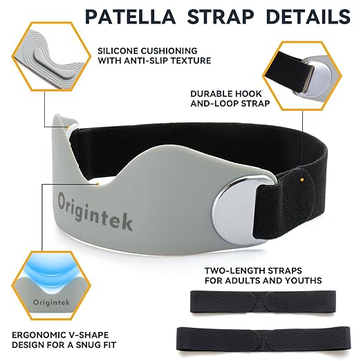 Adjustable Patellar Tendon Knee Strap – Knee Support Brace, Patella Band for Tendonitis, Running, Sports & Daily Knee Pain Relief – Includes Two Straps in Short & Long Sizes for Adults, Teens, Men & Women, 1 Pack