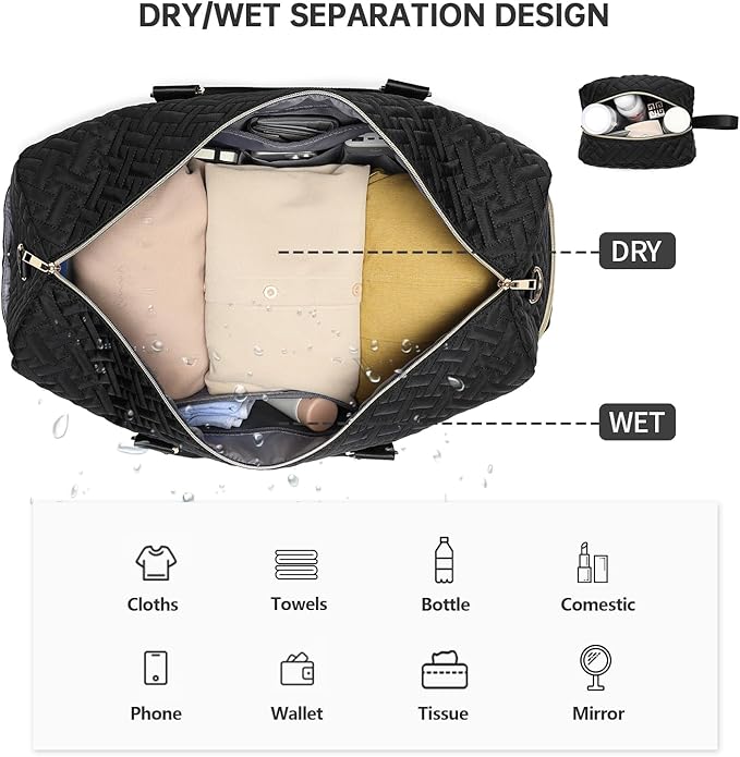 Duffle Bag for Travel, Weekender Bag with Shoe Compartment, Carry On Overnight Bag for Women with Toiletry Bag, Gym Bag with Wet Pocket, Hospital Bags for Labor and Delivery Beige