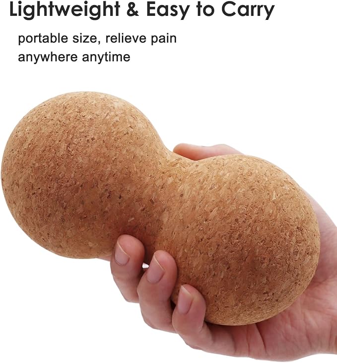 KITWILD Cork Peanut Massage Ball, Peanut Double Lacrosse Massage Ball for Deep Tissue Muscle Massage, Myofascial Release, Muscle Knots, and Yoga Therapy