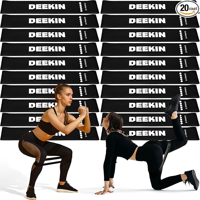 Deekin 20 Pcs Resistance Bands Resistance Loop Exercise Bands Exercise Equipment Elastic Drap Ring for Women and Men Home Fitness, Gym, Yoga