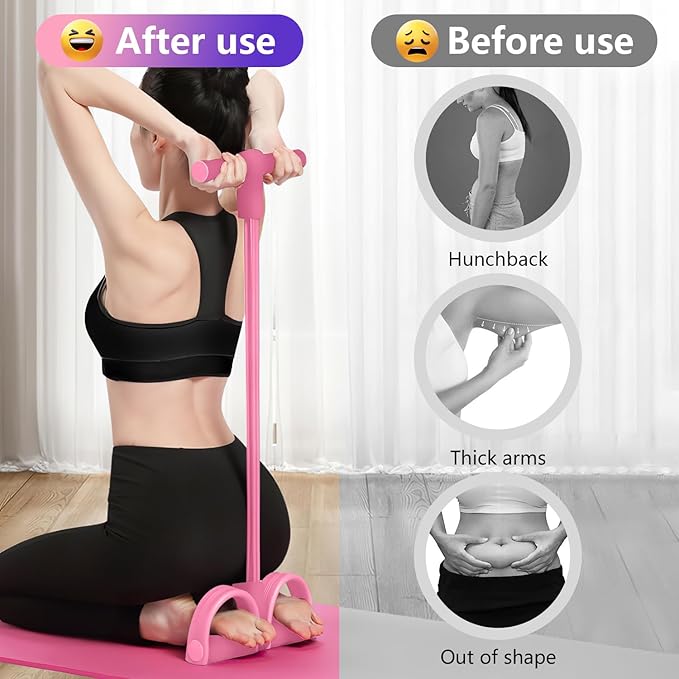 21 Fitness Resistance Bands-4 Tube Pedal Ankle Puller, 2025 New Elastic Yoga Pedal Puller Stretch Band for Exercise, AB Training Auxiliary Device Workout Equipment for Women Men