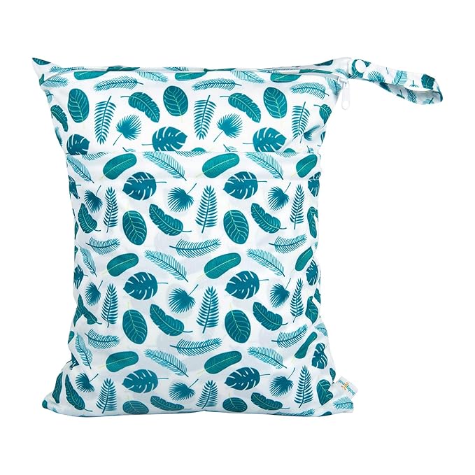 babygoal Wet Dry Bags for Baby Cloth Diapers, Washable Travel Bags, Beach, Pool, Gym Bag for Swimsuits & Wet Clothes with Two Zippered Pockets 3 Pack, 3LN12