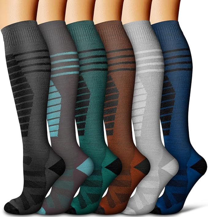 Copper Compression Socks for Women and Men(6 Pairs)-Best Support for Running, Athletic, Nursing, Travel