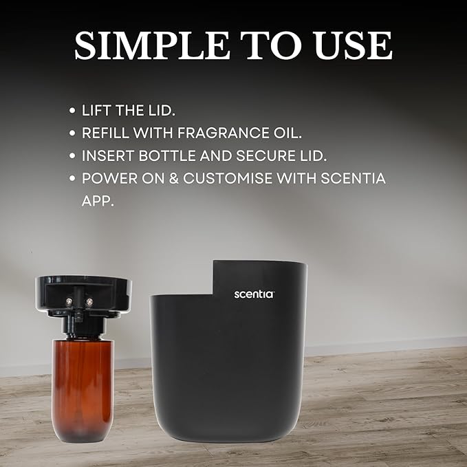 Smart Plug-in Diffuser with App Control | Waterless Cold Air Diffuser | My Way Hotel-Inspired Scent Included | 500 Sq. Ft. Coverage | Mother's Day & Housewarming Gift | Black