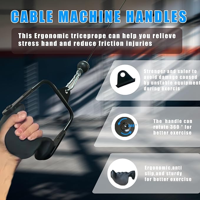 Ergonomic Tricep Rope Pulldown Attachments, Upgraded 27 32 40 & 47 Inch Extra Long Triceps Rope Cable Attachments for Gym, LAT Pull Down Bar for Cable Machine, Tricep Workout Cable Attachments