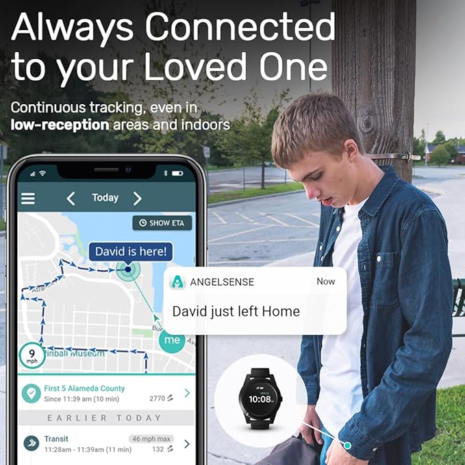 AngelSense Assistive Technology Watch with Personal GPS Tracker for Teens, Adults, Seniors, Autism, Special Needs, Dementia, Speakerphone, SOS Button, Live Tracking, Subscription Required