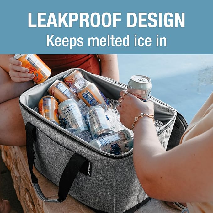 CleverMade Collapsible Insulated Cooler Bag – Leakproof Soft Folding Cooler for Beach, Travel, Car