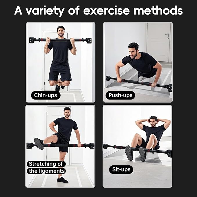 leikefitness Pull-Up Bar For Door Frame Chin Up Bar Upper Body Workout - Indoor Portable Training Pull-Up Bars - Adjustable 27.5"- 39" Width Locking Mechanism