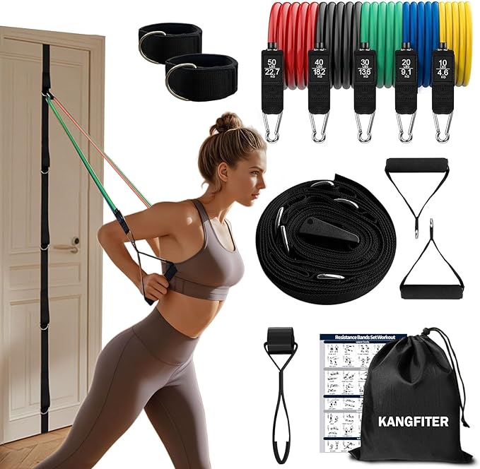 Door Anchor Strap and Resistance Bands for Working Out with Handles, Strength Training Equipment Exercise Bands for Full Body Workout, Non-Slip Multi Point Attachment for Home Gym Fitness