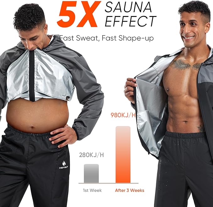 HOTSUIT Sauna Suit for Men Weight Loss Sweat Suits Gym Workout Exercise Sauna Jacket Pant Full Body